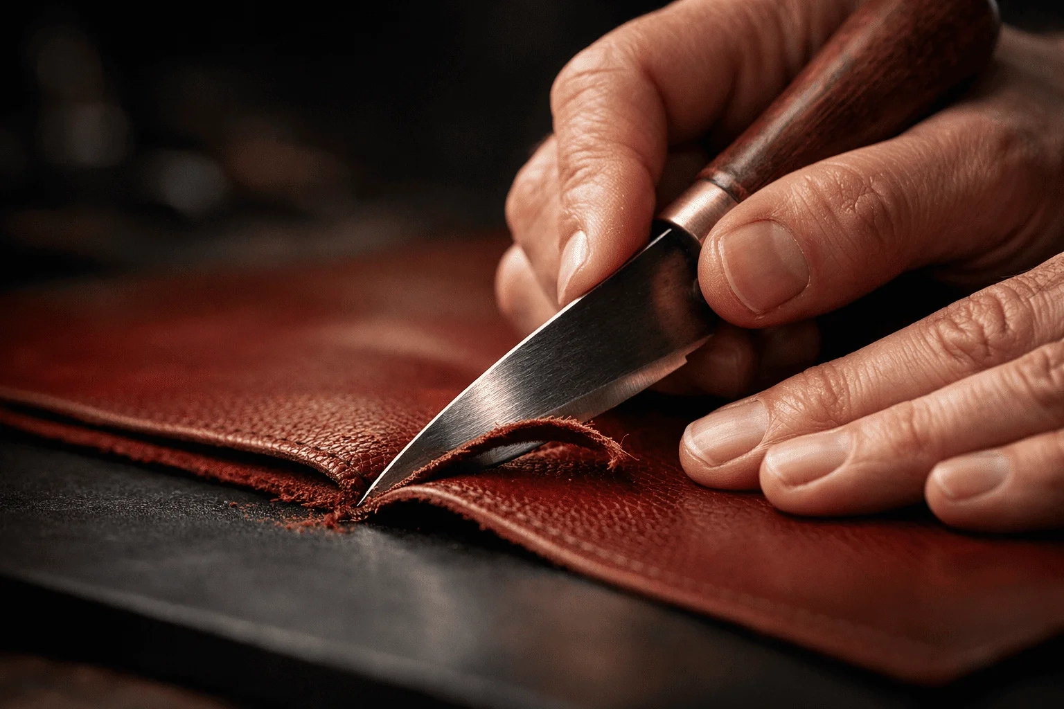 Leather wallet manufacturing process by skilled artisans in India